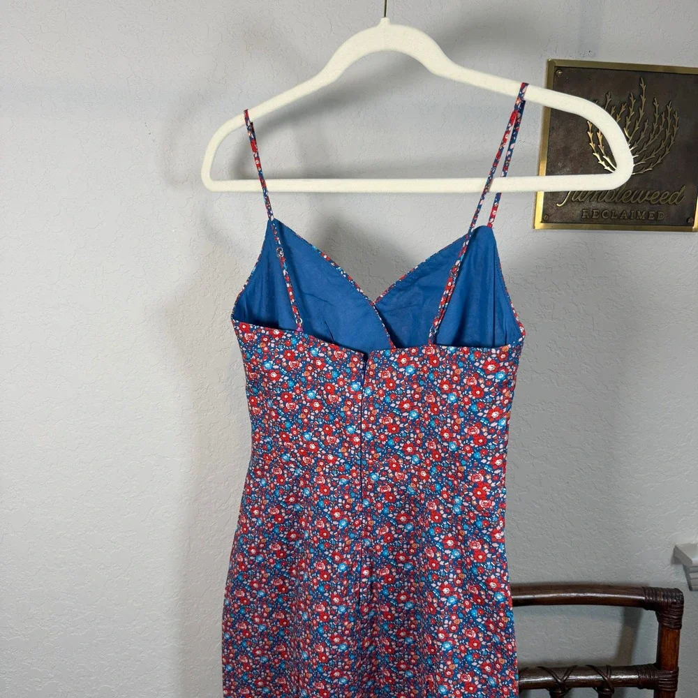 Liberty Art Fabrics for J.Crew Floral Sheath Dress Red Blue Cotton Size 00